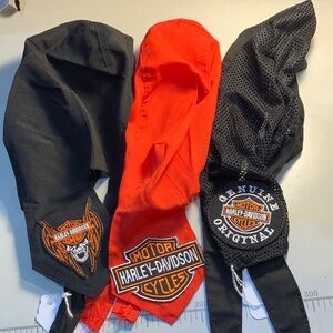 Head Wrap Trio with Harley-Davidson Patches Black, Red, and Mesh